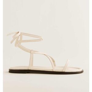 Reformation Jamie Flat Sandal Lace Up in Cream NWT